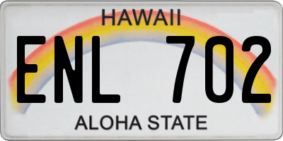 HI license plate ENL702