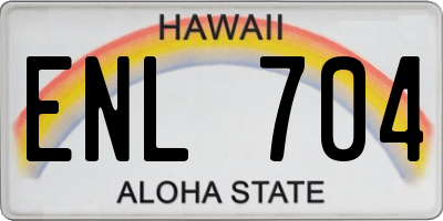 HI license plate ENL704