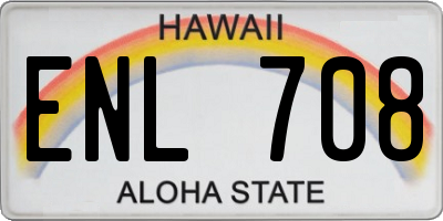 HI license plate ENL708