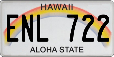HI license plate ENL722