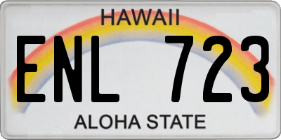 HI license plate ENL723