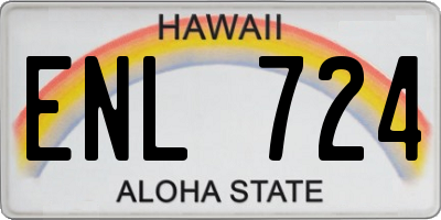 HI license plate ENL724