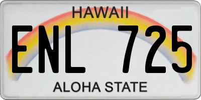 HI license plate ENL725