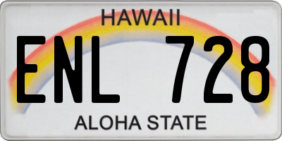 HI license plate ENL728