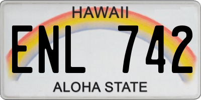 HI license plate ENL742