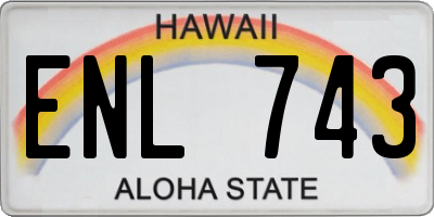 HI license plate ENL743