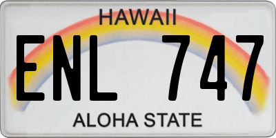 HI license plate ENL747