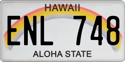 HI license plate ENL748