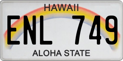 HI license plate ENL749