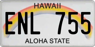 HI license plate ENL755