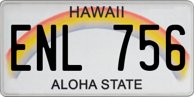 HI license plate ENL756