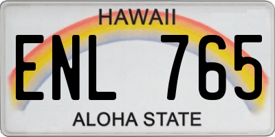 HI license plate ENL765