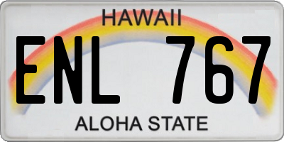 HI license plate ENL767