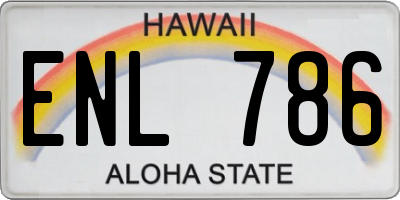 HI license plate ENL786