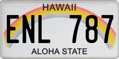 HI license plate ENL787