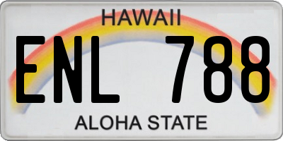 HI license plate ENL788