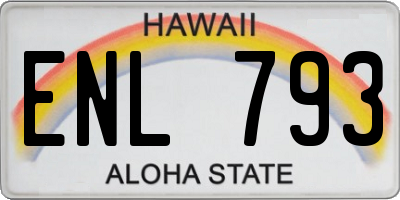 HI license plate ENL793