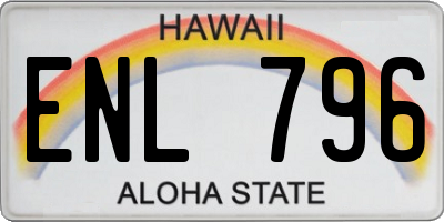 HI license plate ENL796