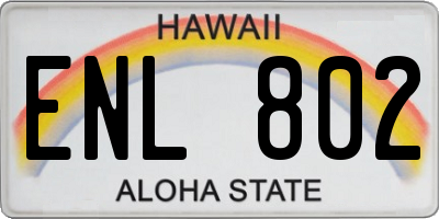 HI license plate ENL802