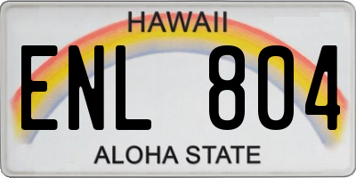HI license plate ENL804