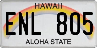 HI license plate ENL805
