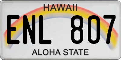 HI license plate ENL807