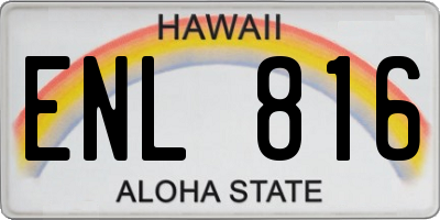 HI license plate ENL816