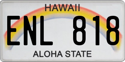 HI license plate ENL818
