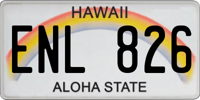 HI license plate ENL826