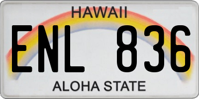 HI license plate ENL836