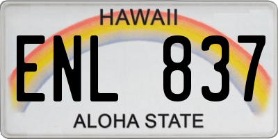 HI license plate ENL837