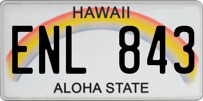 HI license plate ENL843