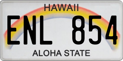 HI license plate ENL854