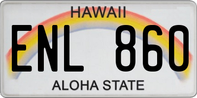 HI license plate ENL860
