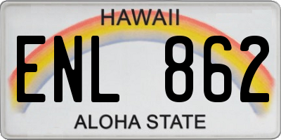 HI license plate ENL862