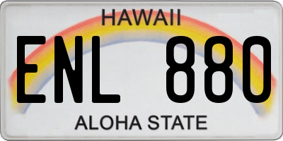 HI license plate ENL880