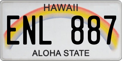 HI license plate ENL887