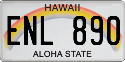 HI license plate ENL890