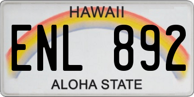 HI license plate ENL892