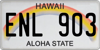 HI license plate ENL903