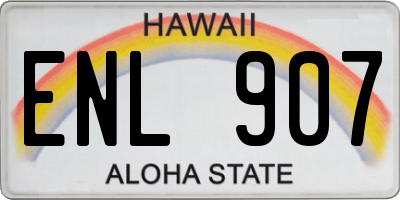 HI license plate ENL907