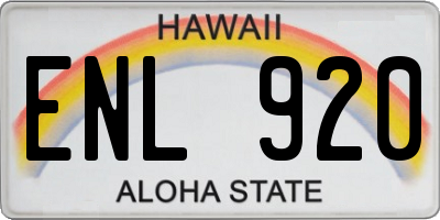 HI license plate ENL920