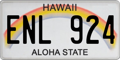 HI license plate ENL924