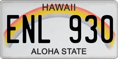 HI license plate ENL930
