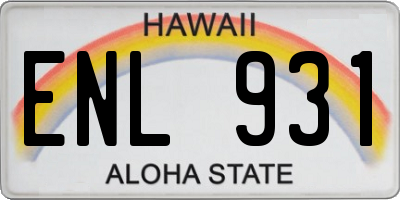 HI license plate ENL931