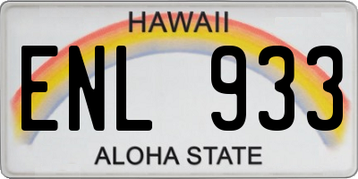 HI license plate ENL933