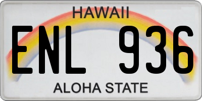 HI license plate ENL936