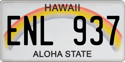 HI license plate ENL937