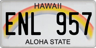HI license plate ENL957