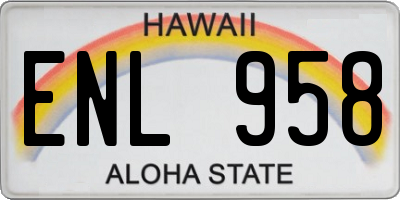 HI license plate ENL958